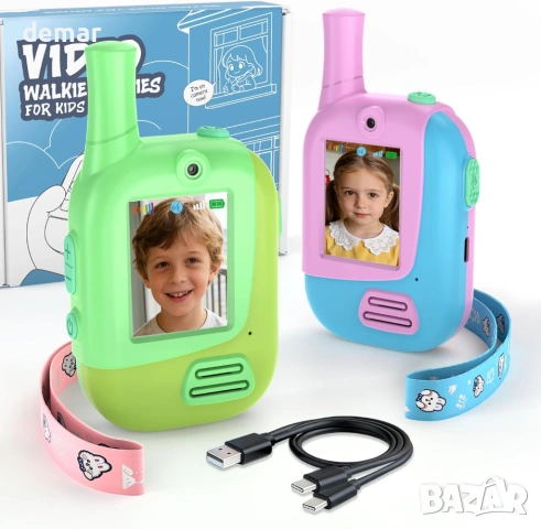 Видео уоки-токита за деца, комплект от 2 броя, презареждащи се, 3-12 години, снимка 2 - Образователни игри - 53428816