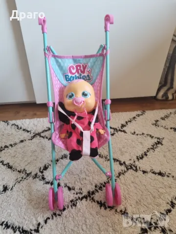 Cry Babies комплект количка, легло, столче за хранене, снимка 3 - Кукли - 48917254