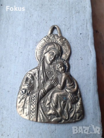 Богородица панагия медальон кръст религия бронз, снимка 2 - Антикварни и старинни предмети - 53418288