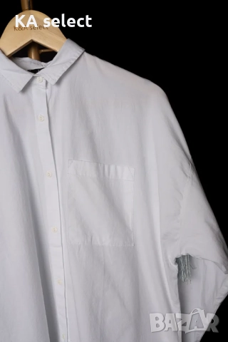 Бяла риза със сини ресни, снимка 2 - Ризи - 51453151