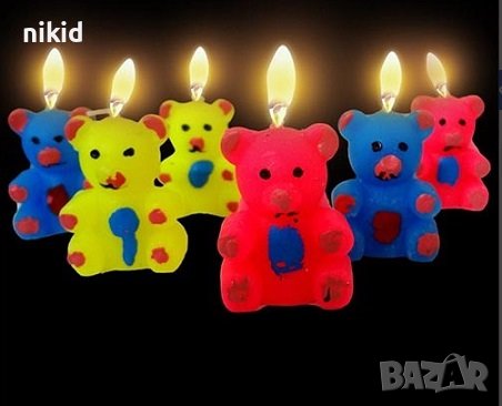 Свещ  Свещичка мече украса декор за торта рожден ден детски бебешки