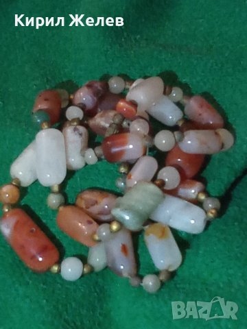 СТАРО СКЪПОЦЕННО КОЛИЕ ОГЪРЛИЦА - МЛЕЧЕН КВАРЦ КАРНЕОЛ НЕФРИТ АХАТ РЪЧНА ИЗРАБОТКА 27946, снимка 4 - Антикварни и старинни предмети - 37096740