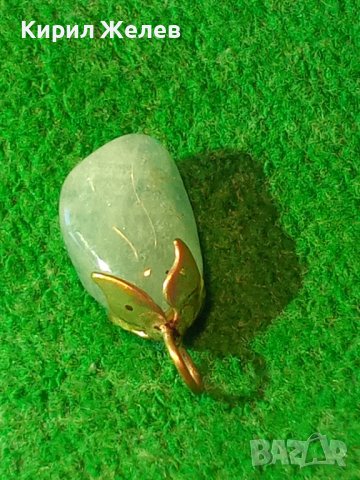 СТАР МЕДАЛЬОН НАТУРАЛНО ПОЛУСКЪПОЦЕННО КАМЪЧЕ в ПОСРЕБРЕН МЕСИНГОВ ОБКОВ 34970, снимка 2 - Антикварни и старинни предмети - 40500017