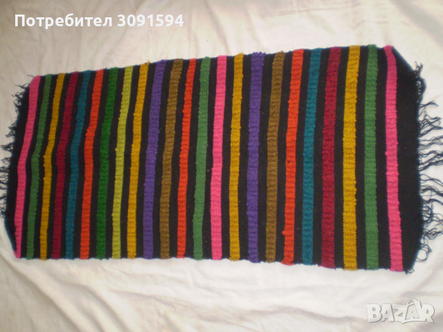 Антикварен Ръчно тъкан Многоцветен Килим Ковьор Фолк артрт, снимка 8 - Антикварни и старинни предмети - 36558960