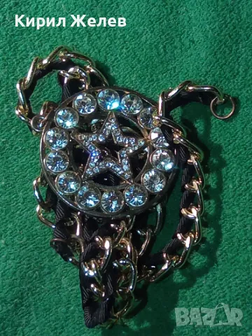 ЗВЕЗДОВИДЕН ЗЛАТИСТ КРИСТАЛЕН АРТ МЕДАЛЬОН ВИНТИДЖ КОЛИЕ 47433, снимка 12 - Колиета, медальони, синджири - 47285552