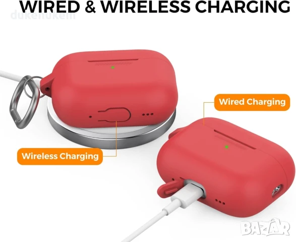 НОВ! Силиконов калъф за AirPods Pro 2, с карабинер и ръчна лента, снимка 4 - Слушалки и портативни колонки - 51091854