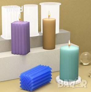 3D релефни цилиндър кръг колона силиконов молд форма за свещ смола гипс