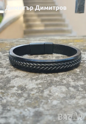 Мъжки гривни от естествена кожа и стомана. Бижута Луди гъби. Идея за подарък.