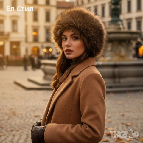 Дамска шапка с дълъг пухкав косъм – топлина и класа през зимата, снимка 2 - Шапки - 53585038