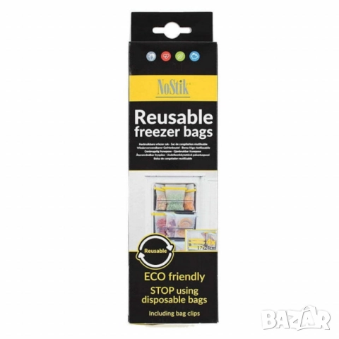 Торбички за фризер 4бр. NoStik , 17x24см., бял,  в кутия, снимка 6 - Аксесоари за кухня - 52112843
