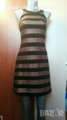 НОВА двупластова рокля, в черно и златисто ПРОМОЦИЯ🌷❤👗S,S/M,M🌷❤👗арт.1102, снимка 2 - Рокли - 32829527