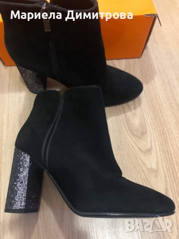 Дамски боти с брокатен ток, снимка 2 - Дамски боти - 52364670