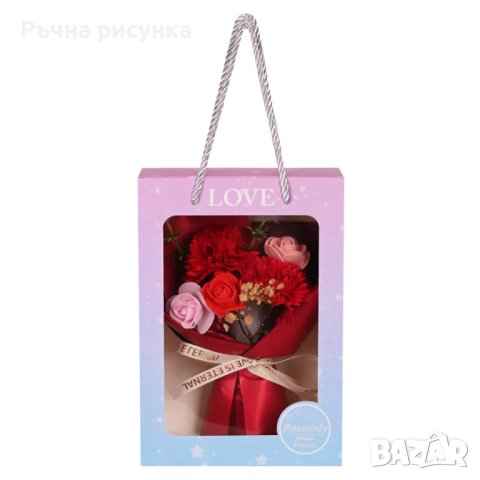 Букет от вечни цветя с в подаръчна кути, снимка 1 - Декорация за дома - 43645241