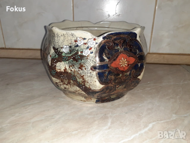 Уникална стара купа Сатцума satsuma порцелан маркировка, снимка 3 - Антикварни и старинни предмети - 53348304