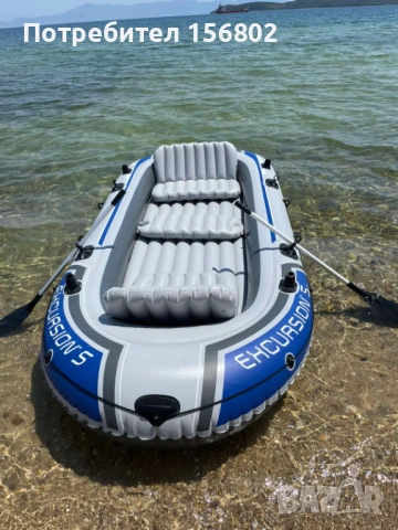 Надуваема лодка Intex Excursion 5 за рафтинг, разходка и риболов, снимка 5 - Такъми - 53305615