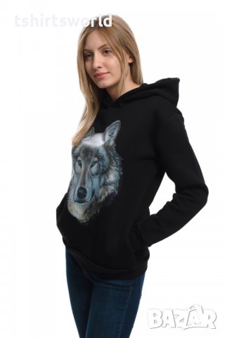 Нов дамски суичър с трансферен печат Вълк със сини очи, Серия вълци, снимка 5 - Суичъри - 37006757