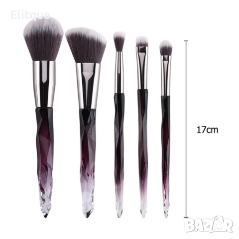 Сет от 5 броя четки за грим с диамантени дръжки HZS52, снимка 13 - Други - 52830518