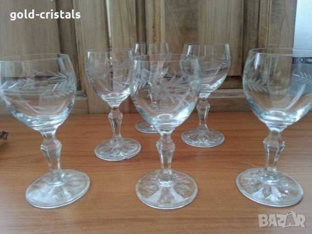 кристални чаши   гравирани, снимка 5 - Антикварни и старинни предмети - 33682468