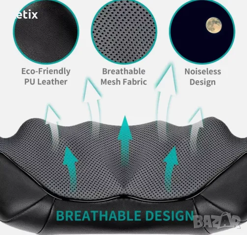 Shiatsu масажор за шия и гръб с успокояваща топлина, снимка 4 - Масажори - 48574757