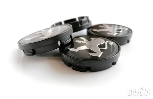Peugeot 52/55мм алуминиеви капачки / тапи за джанти черни