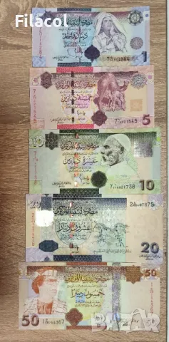 Либия лот 1 , 5 , 10 , 20 и 50 динара 2009 - 2012 год. UNC