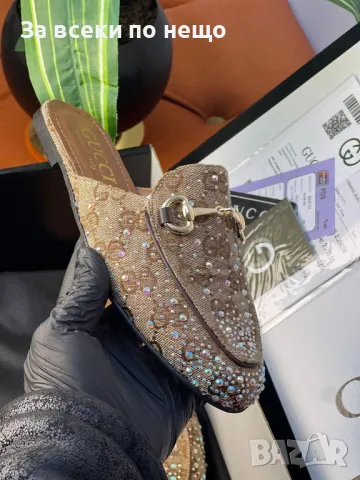 Gucci Дамски Бежови Чехли Гучи Код E224, снимка 2 - Чехли - 50411620