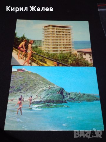 Две стари картички  Българското Черноморие АХТОПОЛ къмпинг Делфин, Златни пясъци хотел Берлин 22536