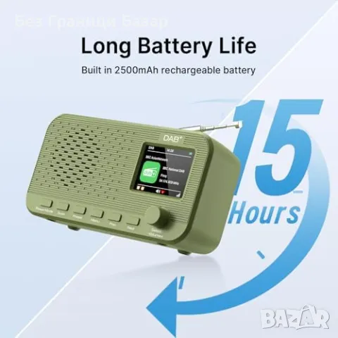Ново Преносимо DAB/DAB+ радио Bluetooth 5.2, двойни аларми, батерия, снимка 5 - Други - 48713223