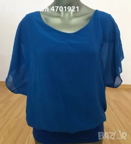 Синя дамска блуза с панделка на гърба, снимка 6 - Корсети, бюстиета, топове - 53216119