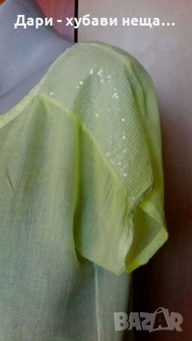 Фина блуза от памук, в актуален цвят - лайм👗🍀L,XL👗🍀арт. 2011, снимка 2 - Тениски - 33566345