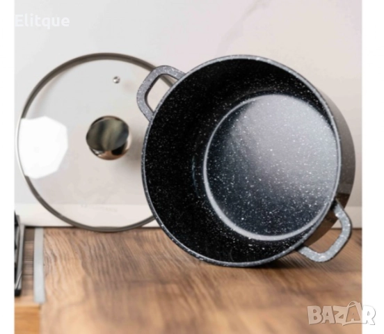 Комплект тенджери Goldmann -2.3\4.5\6.5\2.3L., Лят алуминий, Мраморно покр.,  отвътре/отвън, снимка 10 - Съдове за готвене - 52780573