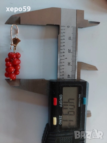 Дамски златни 18 каратови обеци с натурални корали, снимка 10 - Обеци - 52226472