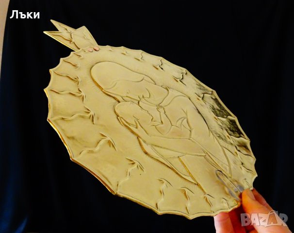 Старинна месингова икона Богородица. , снимка 4 - Икони - 27450457