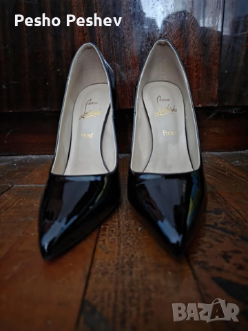 Високи токчета 12 см червена подметка тип Louboutin, снимка 4 - Дамски обувки на ток - 52789543