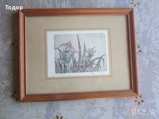 Картина офорт гравюра подписана 