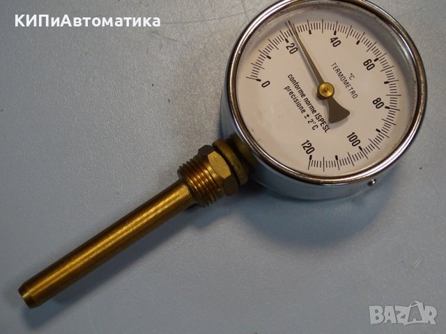 биметален термометър NUOVA FIMA Ø80 mm G1/2 0/+120°C L-80mm, снимка 2 - Резервни части за машини - 37195718