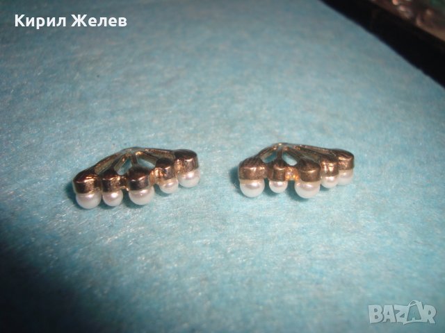 2 СТАРИ ПЕРЛЕНИ БРОНЗОВИ ЗЛАТИСТИ АРТ НУВО СТИЛ ВИСУЛКИ БИЖУТА НАКИТИ 26666, снимка 4 - Антикварни и старинни предмети - 34806061