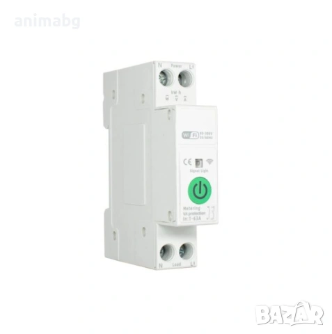 ANIMABG Многофункционален смарт Tuya WiFi 1-63A 1P+N електромер,Прекъсвач, Предпазител