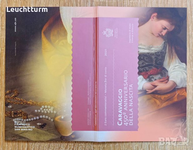 2 евро 2021 Сан Марино Караваджио / 2 euro 2021 Caravaggio, снимка 3 - Нумизматика и бонистика - 43725781