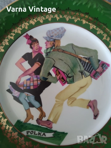 Много красива колекционерска порцеланова чиния POLKA. Karolina ПНР Полша., снимка 2 - Антикварни и старинни предмети - 52223863