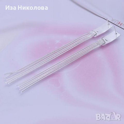 Сребърни обеци висулки, снимка 3 - Обеци - 39075196