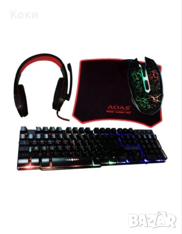 Комплект клавиатура, слушалки, мишка и подложка за мишка, Геймърски, RGB подсветка, 4 в 1, снимка 2 - Геймърски - 43745901