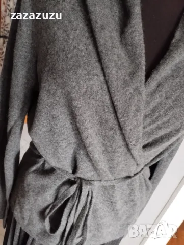 100% КАШМИР дамска елегантна жилетка, цвят т.сиво
