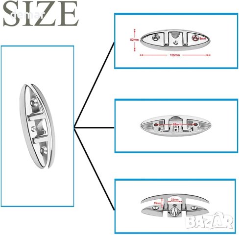 Niciksty 15 см сгъваема закопчалка за лодка Flip-up док закопчалка, снимка 3 - Други спортове - 43204183