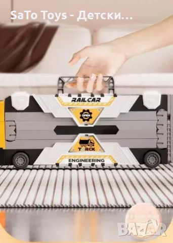 Трансформиращ се голям детски камион с рампа и колички, снимка 7 - Коли, камиони, мотори, писти - 50020790