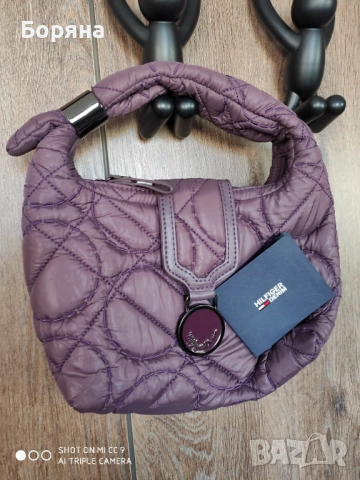 Tommy Hilfiger нова малка лилава капитонирана чанта, снимка 3 - Чанти - 52815878