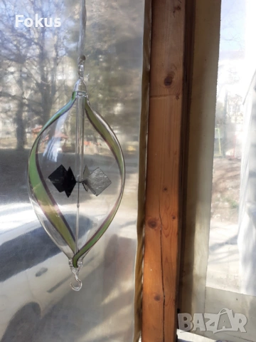 Топка духано стъкло ръчно рисувана супер финна с въртележка, снимка 3 - Антикварни и старинни предмети - 53390170