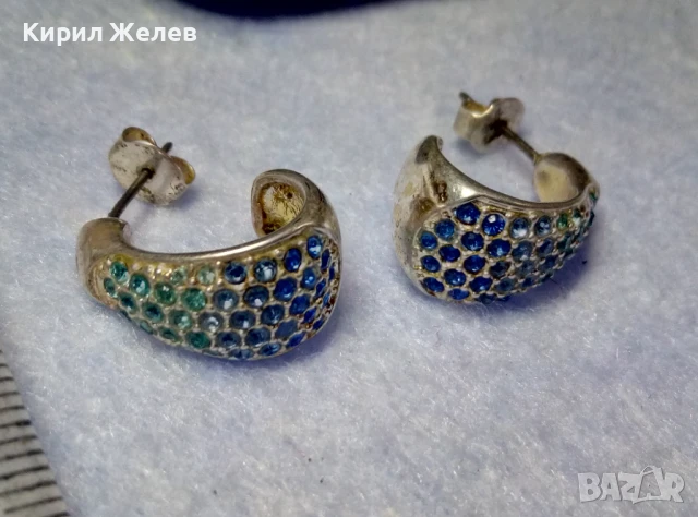 МАРКОВИ СКЪПОЦЕННИ СРЕБЪРНИ ОБЕЦИ СРЕБРО ВИСОКА ПРОБА ИНКРУСТИРАНИ с РАЗНОЦВЕТНИ СИНИ ЦИРКОНИ 31471