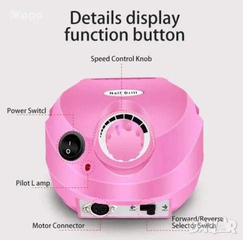 	Професионална електрическа пила за нокти 35000 оборота с 6 представки розова, снимка 3 - Продукти за маникюр - 47869086