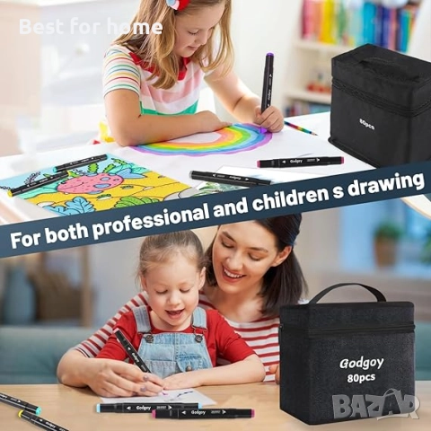 Алкохолни маркери, 80 цвята, перманентни арт маркери с двоен връх , снимка 2 - Други - 52733773